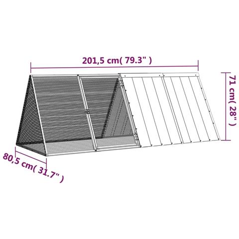 Gabbia Per Conigli Antracite 201,5x80,5x71 Cm Acciaio Zincato - Foto 6