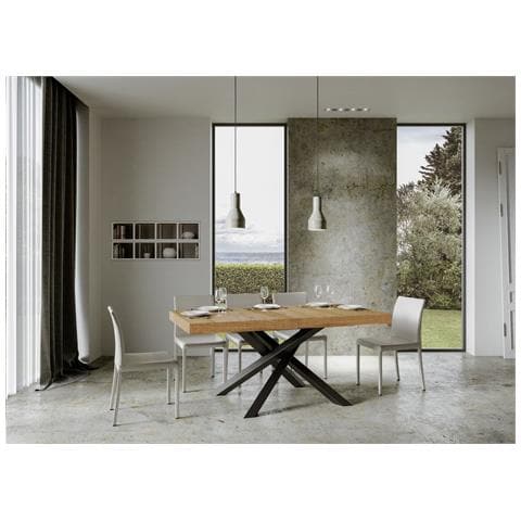 Tavolo Allungabile 90x160/264 Cm Volantis Telaio Antracite - Quercia Natura - Foto 6