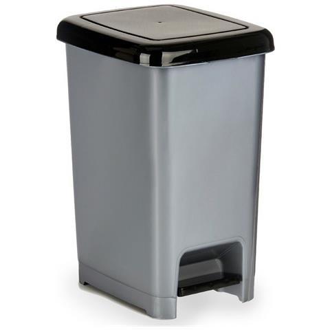 Cestino A Pedale Nero Grigio Plastica 25 L (37 X 47 X 26,9 Cm) (8 Unità) - Foto 4