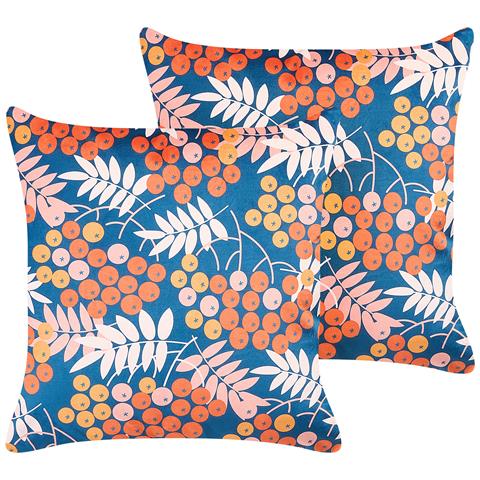Set Di 2 Cuscini Sumac Velluto 45 X 45 Cm Multicolore Trama Di Piante - Foto 2