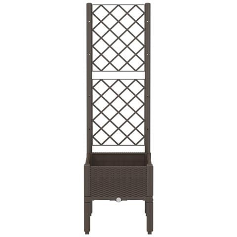 Fioriera Da Giardino Con Traliccio Marrone 40x40x142 Cm In Pp - Foto 3