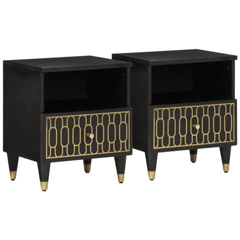 Comodini 2pz 40x33x46 Cm In Legno Massello Di Mango - Foto 1