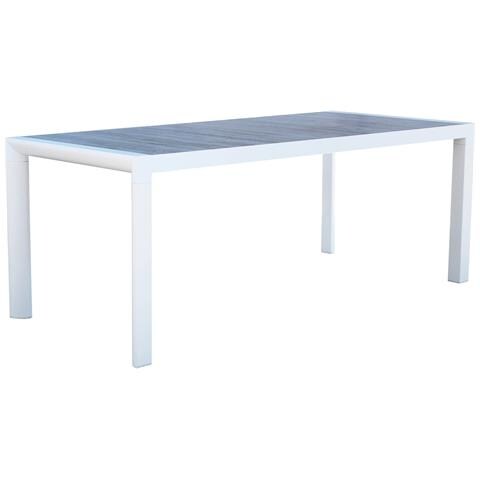 Tavolo Lungo Rettangolare 195x90 Cm Da Esterno Giardino Con Struttura In Alluminio E Piano In Ceramica Effetto Legno Iron Woody - Foto 1