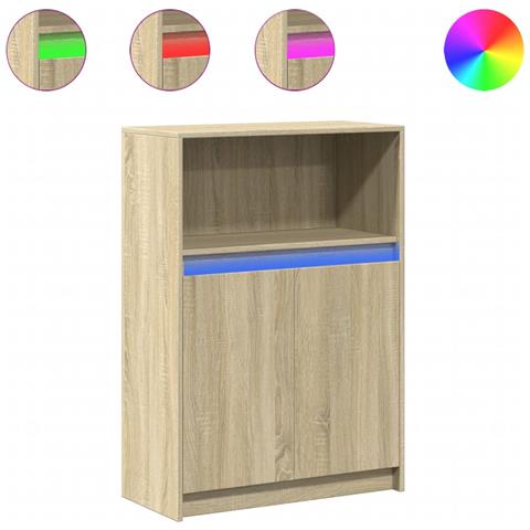 Credenza Con Led Rovere Sonoma 72x34x100cm In Legno Multistrato - Foto 2