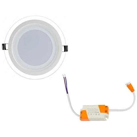 Faretto Led Incasso 6w Luce Fredda Cornice Rotonda Bianca 5dm Vetro Fm-20053 - Foto 2