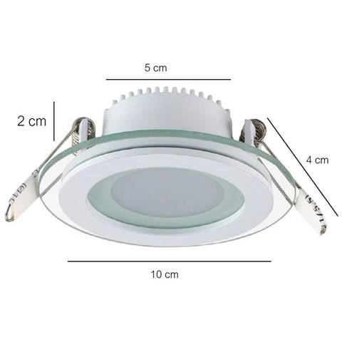 Faretto Led Incasso 6w Luce Fredda Cornice Rotonda Bianca 5dm Vetro Fm-20053 - Foto 4