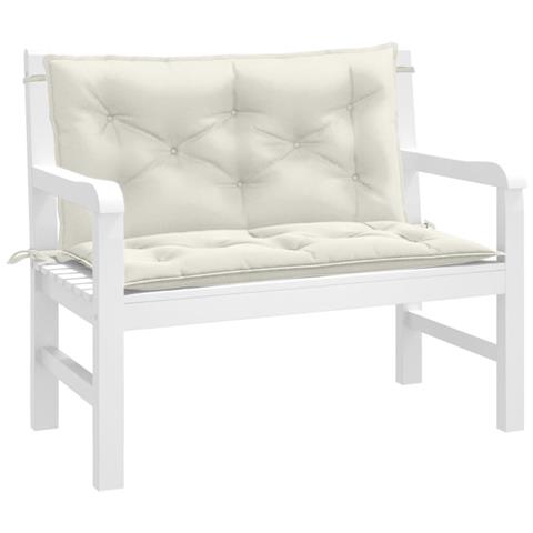 Cuscini Panca Giardino 2pz Crema Mélange 100x50x7cm Tessuto - Foto 1