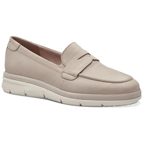 Taupe Nubuc Casual Closed Loafers Mocassino Pelle Scarpe Donna Beige Eu 41, 1-24720-42 353 - Foto 1
