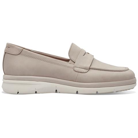 Taupe Nubuc Casual Closed Loafers Mocassino Pelle Scarpe Donna Beige Eu 41, 1-24720-42 353 - Foto 2
