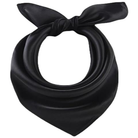 Elegante Sciarpa Di Seta Da Donna, Accessorio Moda Versatile Per La Primavera / L'autunno Black - Foto 1