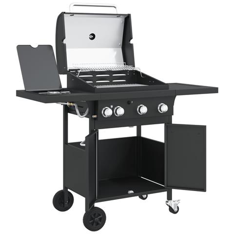 Griglia Barbecue a Gas con 4 Bruciatori Nero in Acciaio - Foto 2