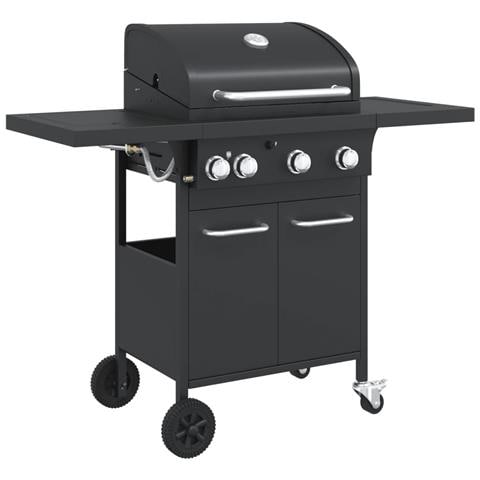 Griglia Barbecue a Gas con 4 Bruciatori Nero in Acciaio - Foto 1