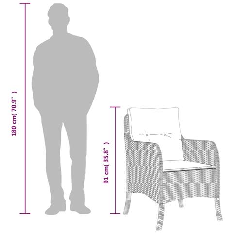 Set da Pranzo da Giardino 9 pz con Cuscini in Polyrattan Grigio - Foto 2