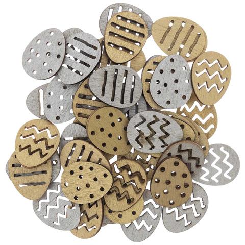 48 Coriandoli - Uova Di Pasqua - Oro E Argento - Legno - Foto 1