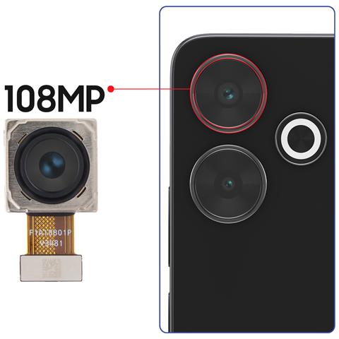Fotocamera Posteriore Principale Per Xiaomi Redmi 13 E Poco M6 108mp, Nero - Foto 4