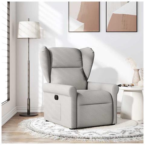 Poltrona Reclinabile In Tessuto Grigio Nuvola - Foto 1