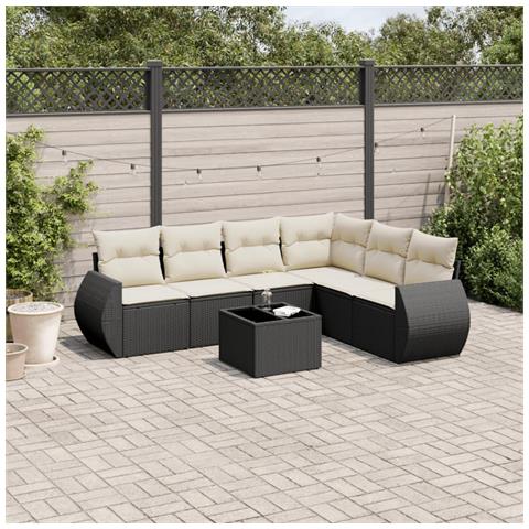Set Divani Da Giardino Con Cuscini 7pz Nero Polyrattan - Foto 3