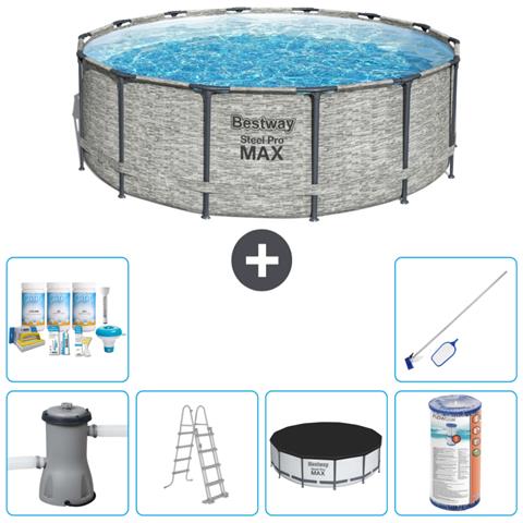 Piscina Fuori Terra - In Giro - 427x122 Cm - Grigio - Include Accessori Coordinati Cb32 - Foto 1