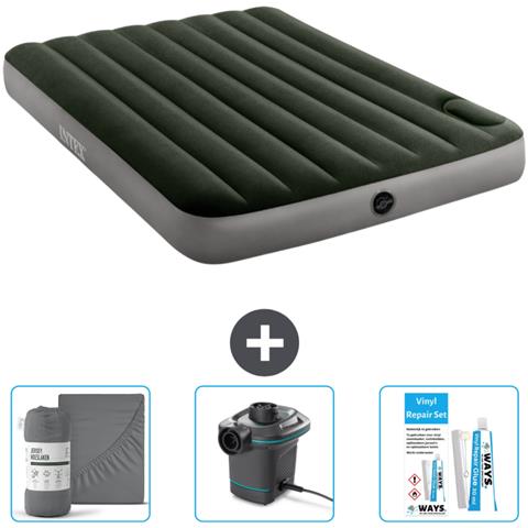 Set Materassino Gonfiabile - 191x137x25 Cm - Verde - Include Accessori Coordinati Cb12 - Foto 1