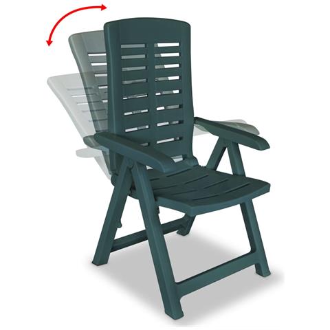 Sedie Reclinabili Da Giardino 6 Pz In Plastica Verdi - Foto 1