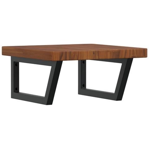 Ripiano A Parete Per Lavabo In Acciaio E Massello Di Rovere - Foto 1