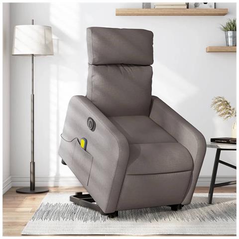 Poltrona Alzapersona Massaggiante Elettrica Tortora in Tessuto - Foto 2