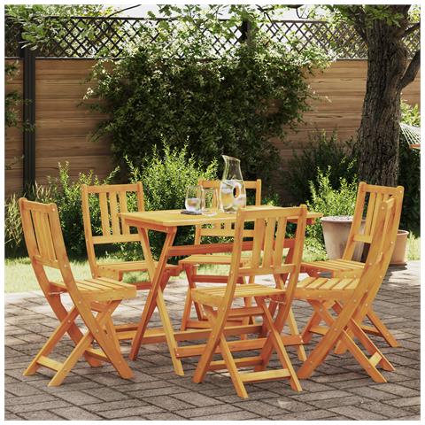 Sedie da Giardino Pieghevoli 6 pz 36x46x86 cm Legno Massello di Acacia - Foto 2