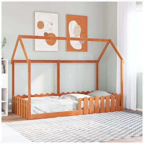 Giroletto Casetta Bambini Marrone Cera 90x200 cm Massello Pino - Foto 2