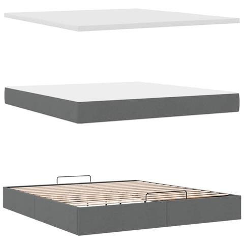 Struttura Letto Pouf con Materasso 160x200 cm in Tessuto - Foto 9