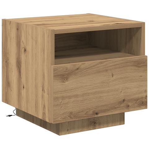 Comodino  con luci LED Rovere artigianale 40x39x37 cm - Foto 1