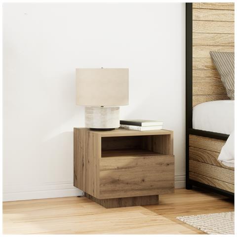 Comodino  con luci LED Rovere artigianale 40x39x37 cm - Foto 2