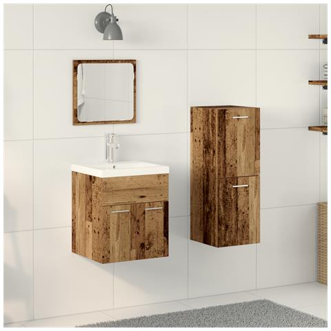 Set di mobili da bagno in legno antico e legno ingegnerizzato - Foto 2