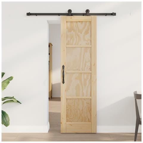 Porta Scorrevole  con Set di Ferramenta 'ORKDAL'in Legno Massello di Pino, Porta Interna  'ORKDAL'61x198.5 cm in Legno Massello di Pino - Foto 2