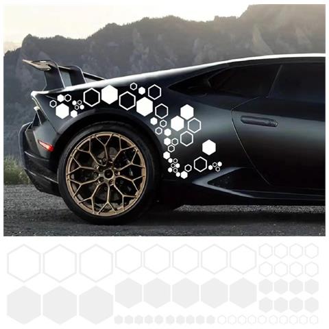 Adesivi Auto Esagonali A Nido D'ape (confezione Da 2) - Decorazione Personalizzata Per Carrozzeria White - Foto 1