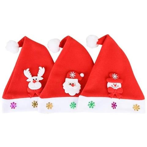 Set Di 3 Cappelli Natalizi Natale Rossi Con Babbo Natale - Foto 1