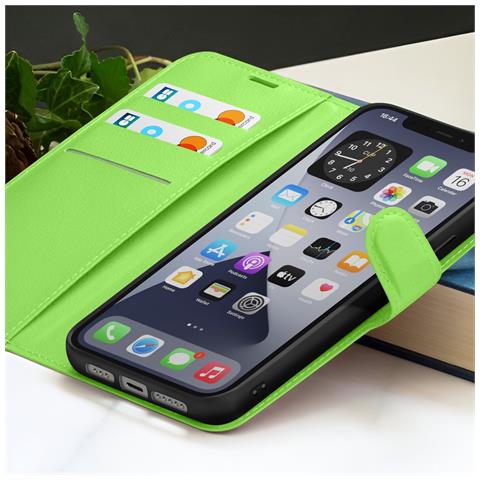 Custodia A Portafoglio Per Iphone 12 E 12 Pro Con Supporto E Linguetta Magnetica, Verde - Foto 2