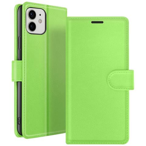 Custodia A Portafoglio Per Iphone 12 E 12 Pro Con Supporto E Linguetta Magnetica, Verde - Foto 1