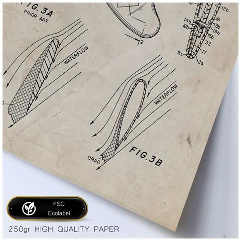 Set Di 6 Stampe Poster Con Brevetti Di Surf Poster Con Immagini Di Brevetti Retrò Design D'interni In Stile Vintage A3 & A4 Cornice Nera - Foto 2