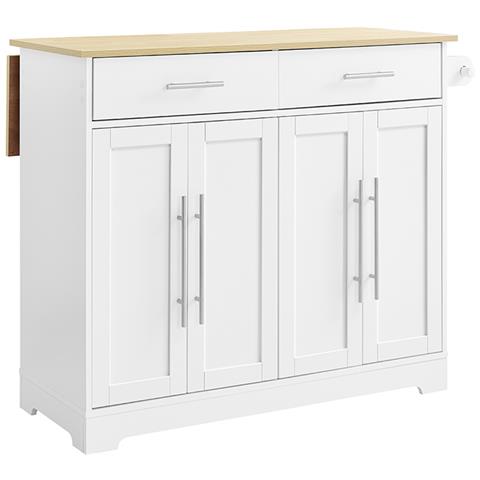 Sobuy Carrello Cucina Con Ruote, Isola In Legno, 2 Cassetti, Colore Bianco - Foto 1