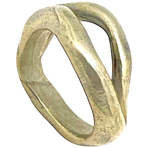 Anello Duplo In Zama Placcata Oro E Ottone - Foto 1