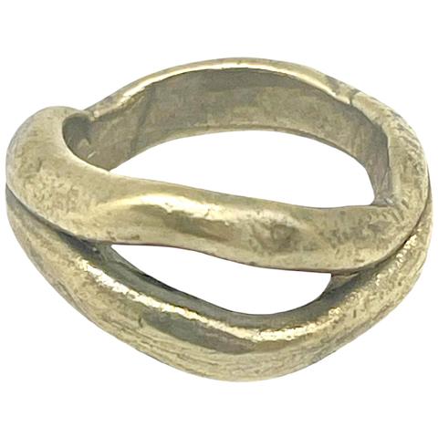 Anello Duplo In Zama Placcata Oro E Ottone - Foto 2