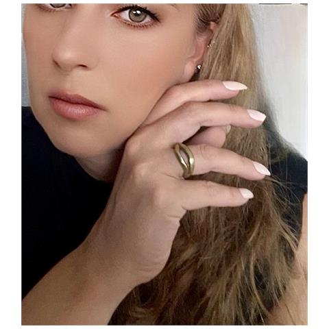 Anello Duplo In Zama Placcata Oro E Ottone - Foto 3