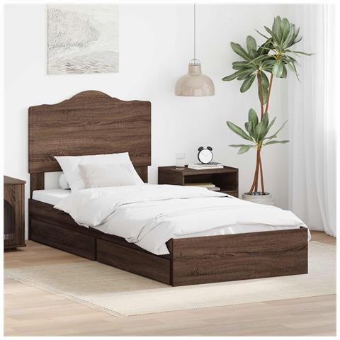 Letto con Contenitore con testiera Rovere Marrone 100 x 200 cm - Foto 2
