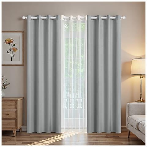 Tende Oscuranti (132x210cm, Set Da 3 Pezzi) - Moderne Ed Eleganti Per Soggiorno E Camera Da Letto Grey - Foto 1