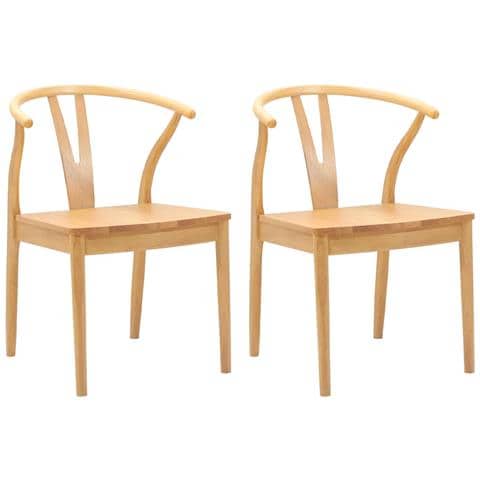 Sedia da pranzo 2 pcs Naturale Legno di gomma solido - Foto 1