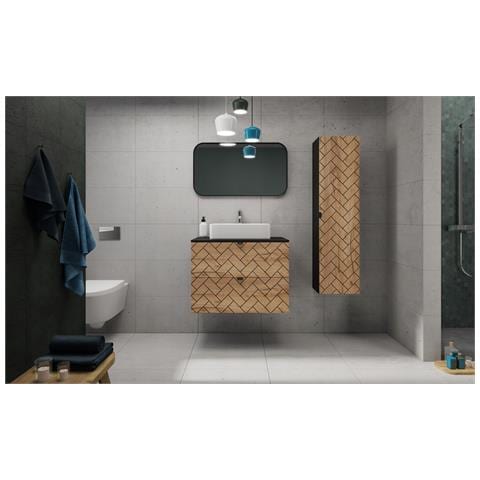 | Mobili da bagno | Marrone opaco | L /A /D ca. 35/136/27 cm | Mobili da bagno, mobile da bagno, armadio alto da bagno | 1 anta Softclose - Foto 2