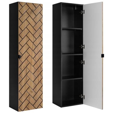 | Mobili da bagno | Marrone opaco | L /A /D ca. 35/136/27 cm | Mobili da bagno, mobile da bagno, armadio alto da bagno | 1 anta Softclose - Foto 1