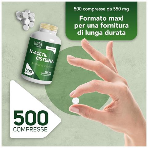 N-Acetil Cisteina 600 mg 500 Compresse - NAC ad Alto Grado di Purezza - Formula Essenziale e Maxi Fornitura (Confezione doppia) - Foto 2