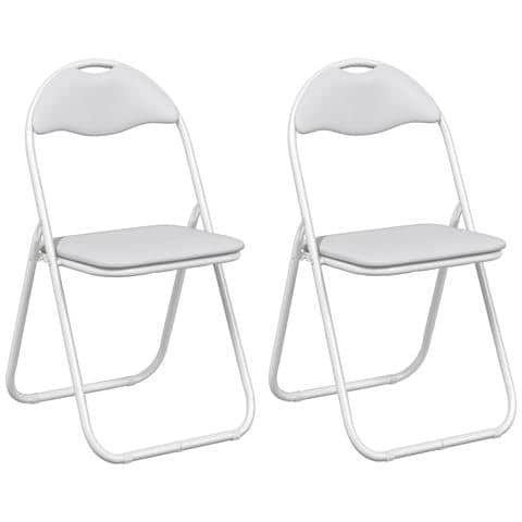Sedia pieghevole 2 pcs Bianco e Grigio 48 x 43,5 x 81 cm - Foto 1