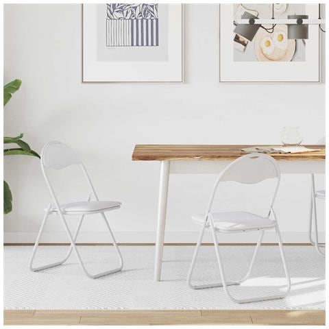 Sedia pieghevole 2 pcs Bianco e Grigio 48 x 43,5 x 81 cm - Foto 2